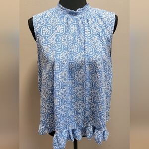 Cato Blue and White Patterned Blouse